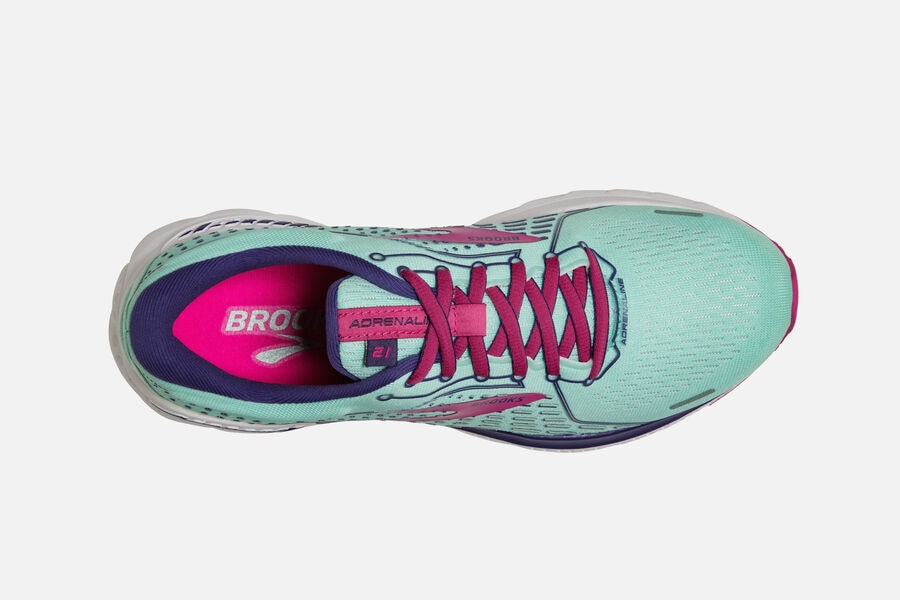 Brooks Running Shoes Womens Turquoise/Pink - Adrenaline GTS 21 Road - 2574-OVYRK